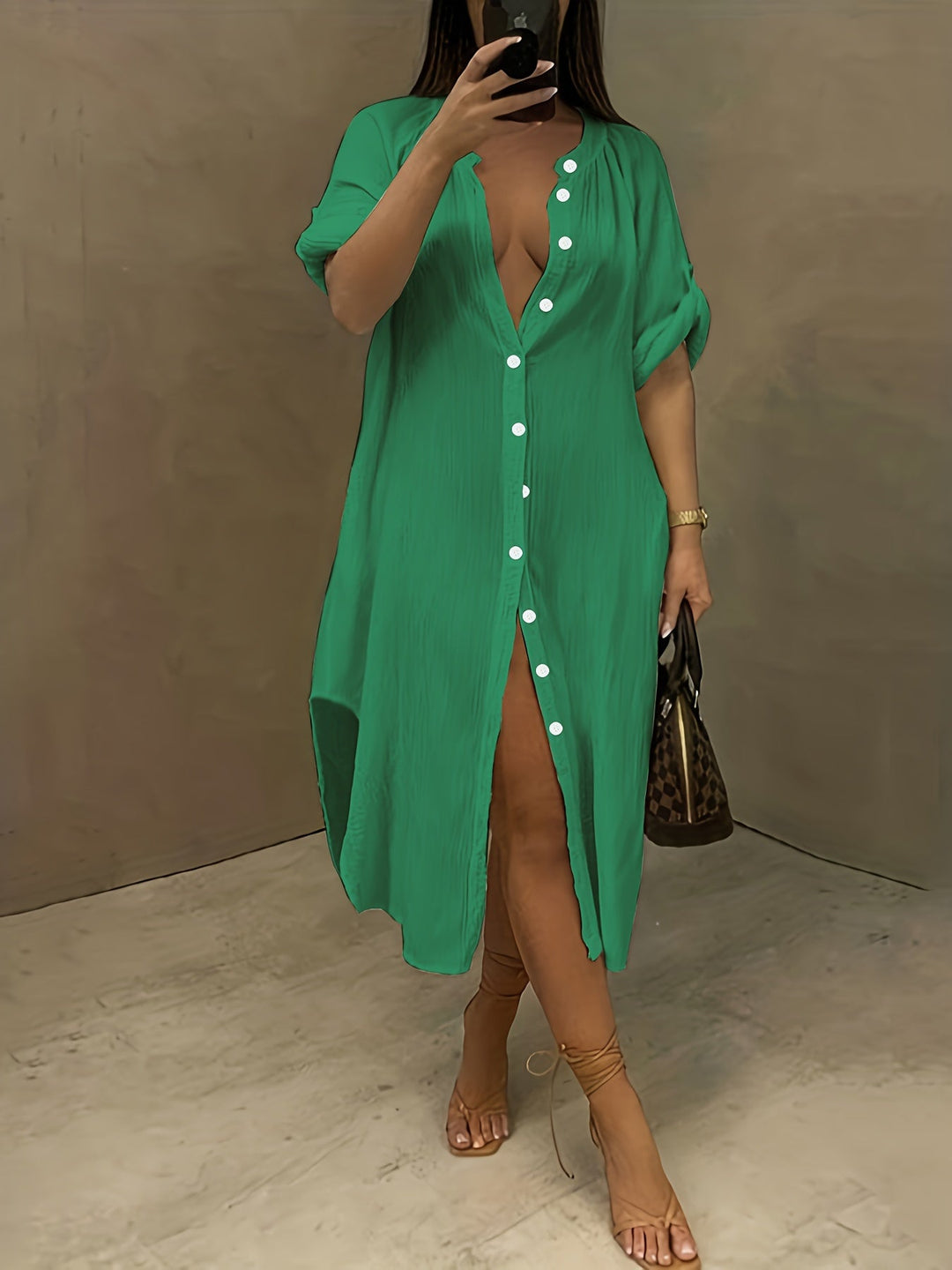 Chic Fashionable Airy Button Front Flawless-fit Shirt Dresses - Gen U Us Products