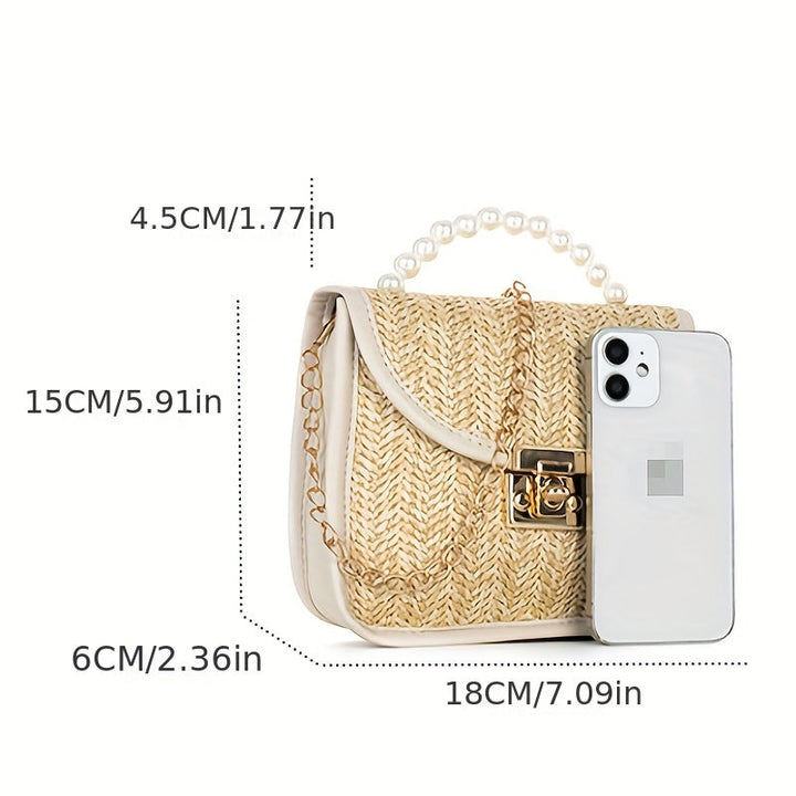 Chic Minimalist Straw Design Metal Chain Square Crossbody Handbags - Gen U Us Products