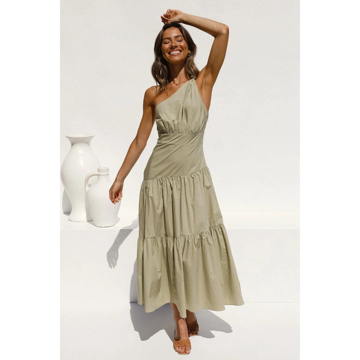 Chic One-Shoulder Long Tiered Hemline Maxi Dresses - Gen U Us Products