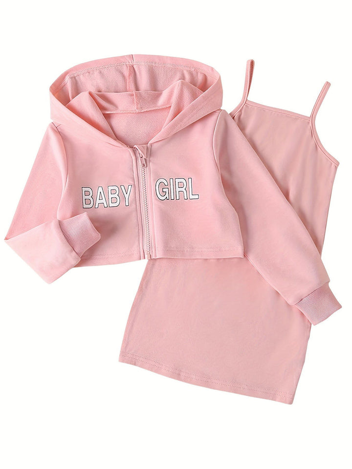 Chic "BABY GIRL" Print Long Sleeve Hoodie and Skirt - Gen U Us Products -  