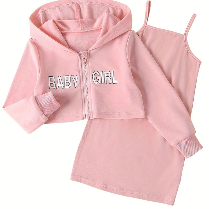 Chic "BABY GIRL" Print Long Sleeve Hoodie and Skirt - Gen U Us Products -  