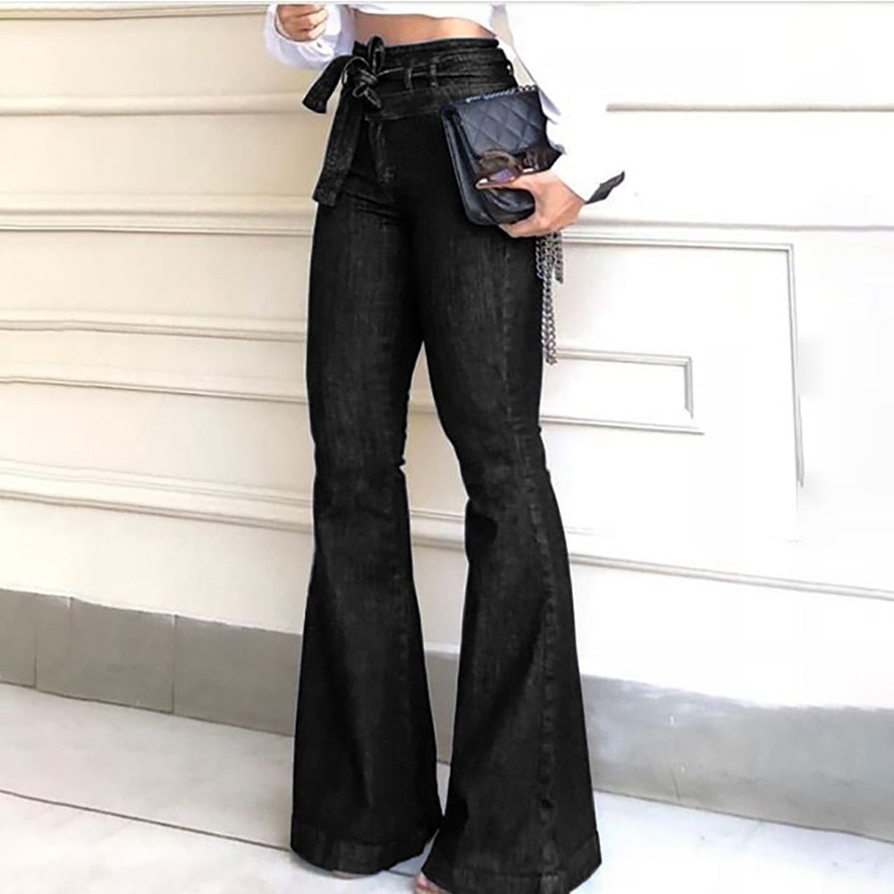 Classic High Waist Flare Legs Skinny Denim Jeans in Plus Sizes Gen U Us Products