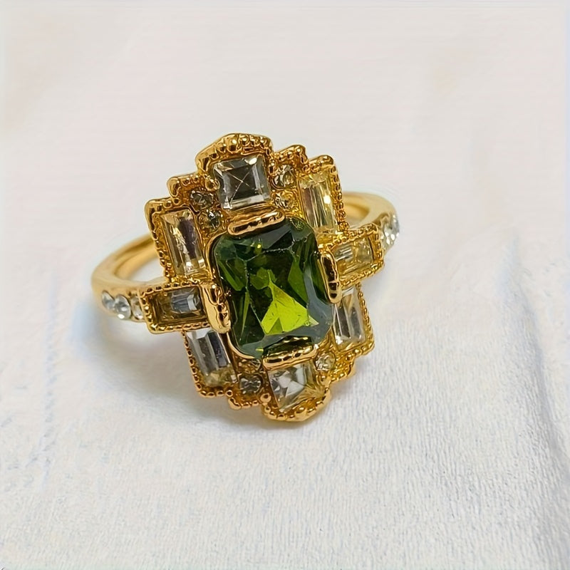 Classic Vintage Vibes Large Emerald Zirconia Ring Gen U Us Products