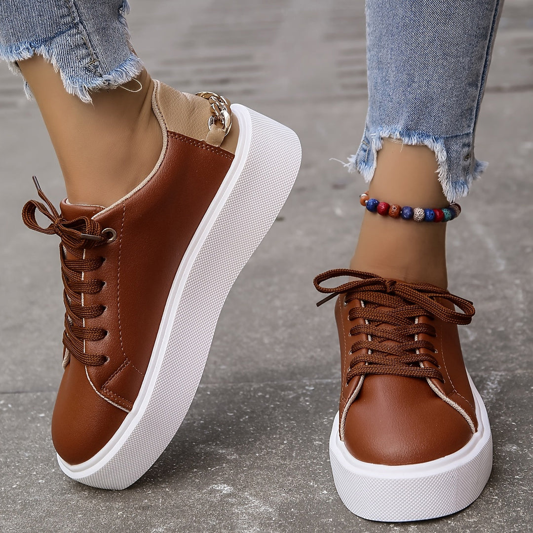 Color Block Casual Comfortable Chain Decor Sneakers - Gen U Us Products