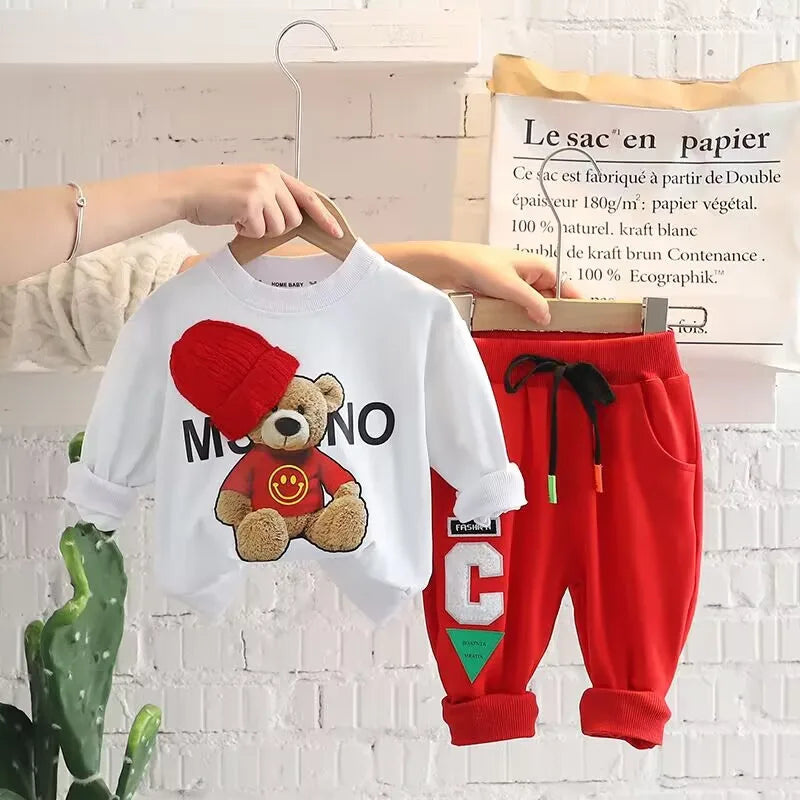 Cool Cartoon Bear Long-sleeved Sweatshirt and Pants Sports Sets - Gen U Us Products