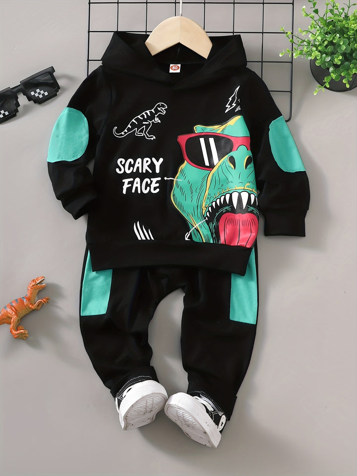 Cool Dragon Letter Print Stitching Long-sleeved Hoodie and Pants - Gen U Us Products