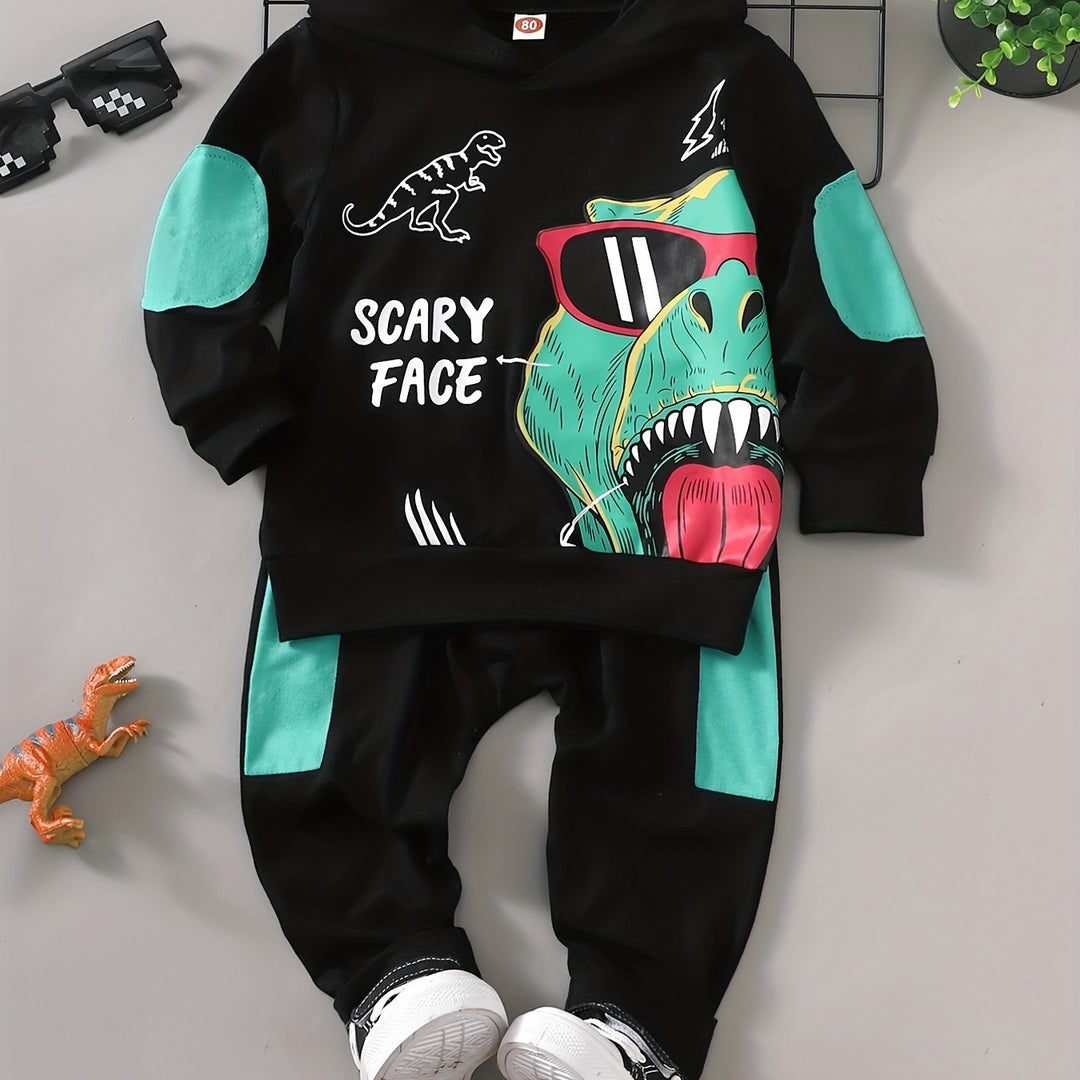 Cool Dragon Letter Print Stitching Long-sleeved Hoodie and Pants - Gen U Us Products