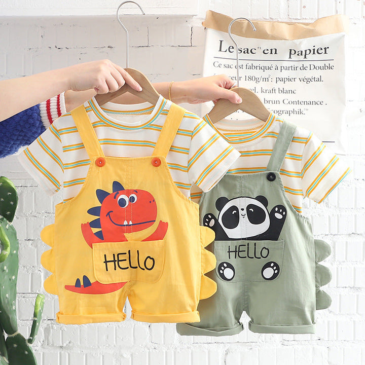 Cotton Blend T-Shirt for Baby Toddler Boys with Cute Animal Overalls Gen U Us Products