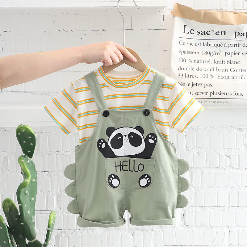 Cotton Blend T-Shirt for Baby Toddler Boys with Cute Animal Overalls Gen U Us Products