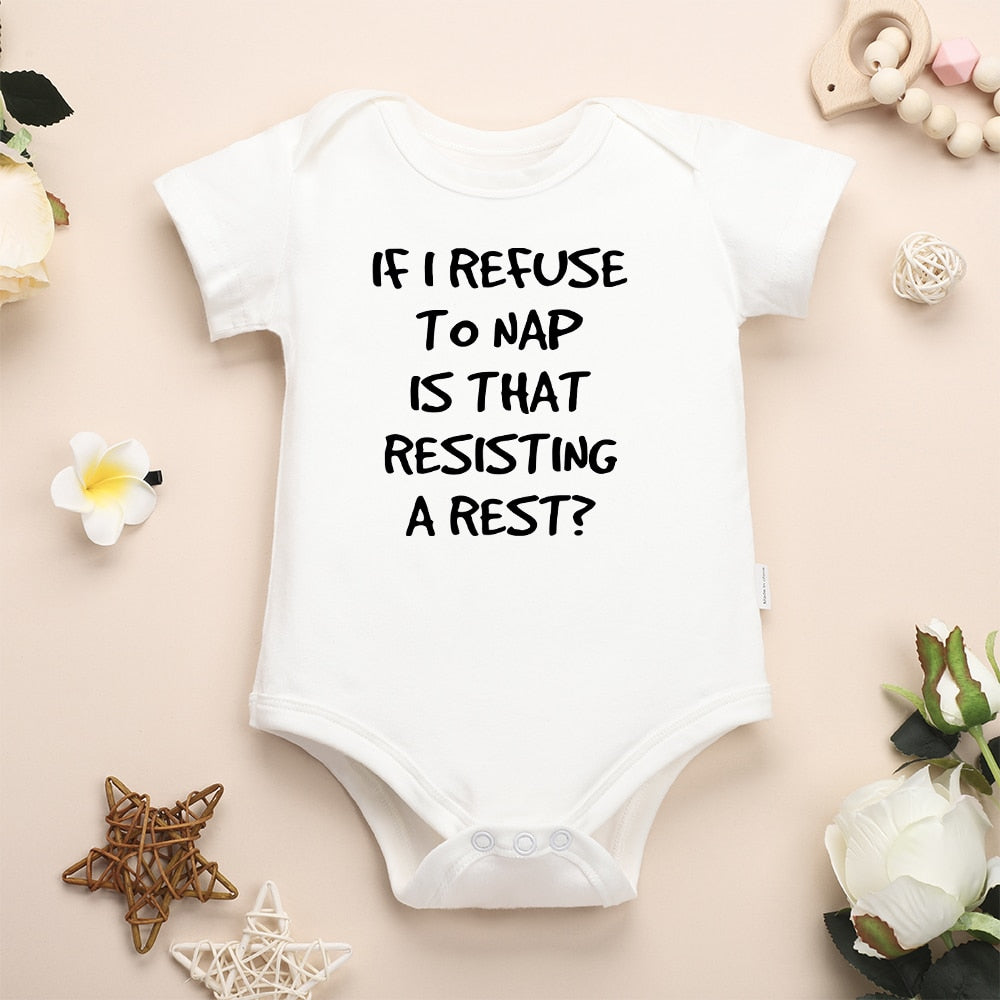 Cotton IF I REFUSE TO NAP IS THAT RESISTING A REST? Print Onesie Gen U Us Products