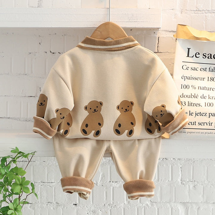 Cotton Long-sleeved Collared Bear Pullover and Pants Gen U Us Products