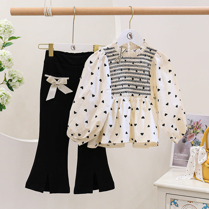 Cotton Shirt with Heart Shapes and Flared Pants Gen U Us Products