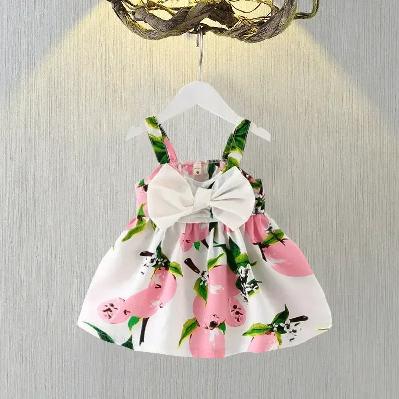 Cotton Sleeveless Big Bow Princess Fruit Design Dresses - Gen U Us Products