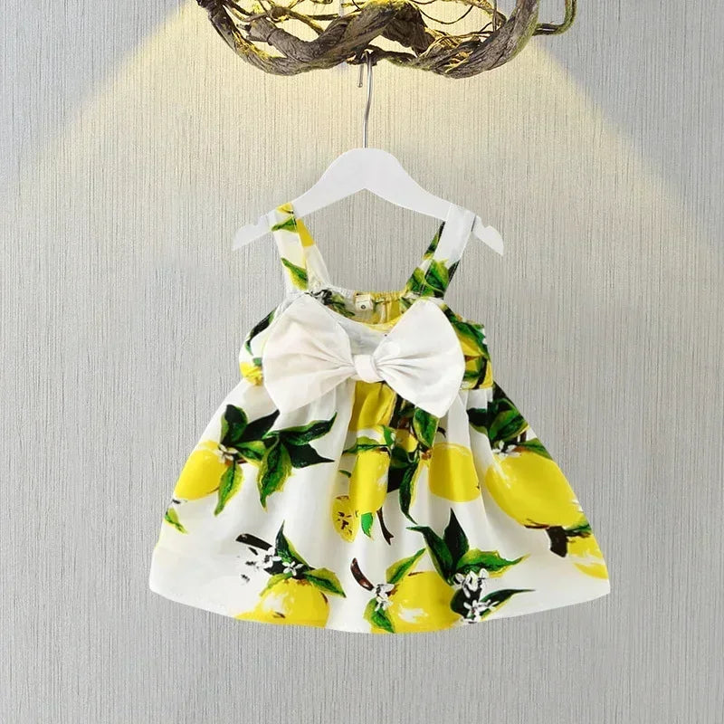 Cotton Sleeveless Big Bow Princess Fruit Design Dresses - Gen U Us Products