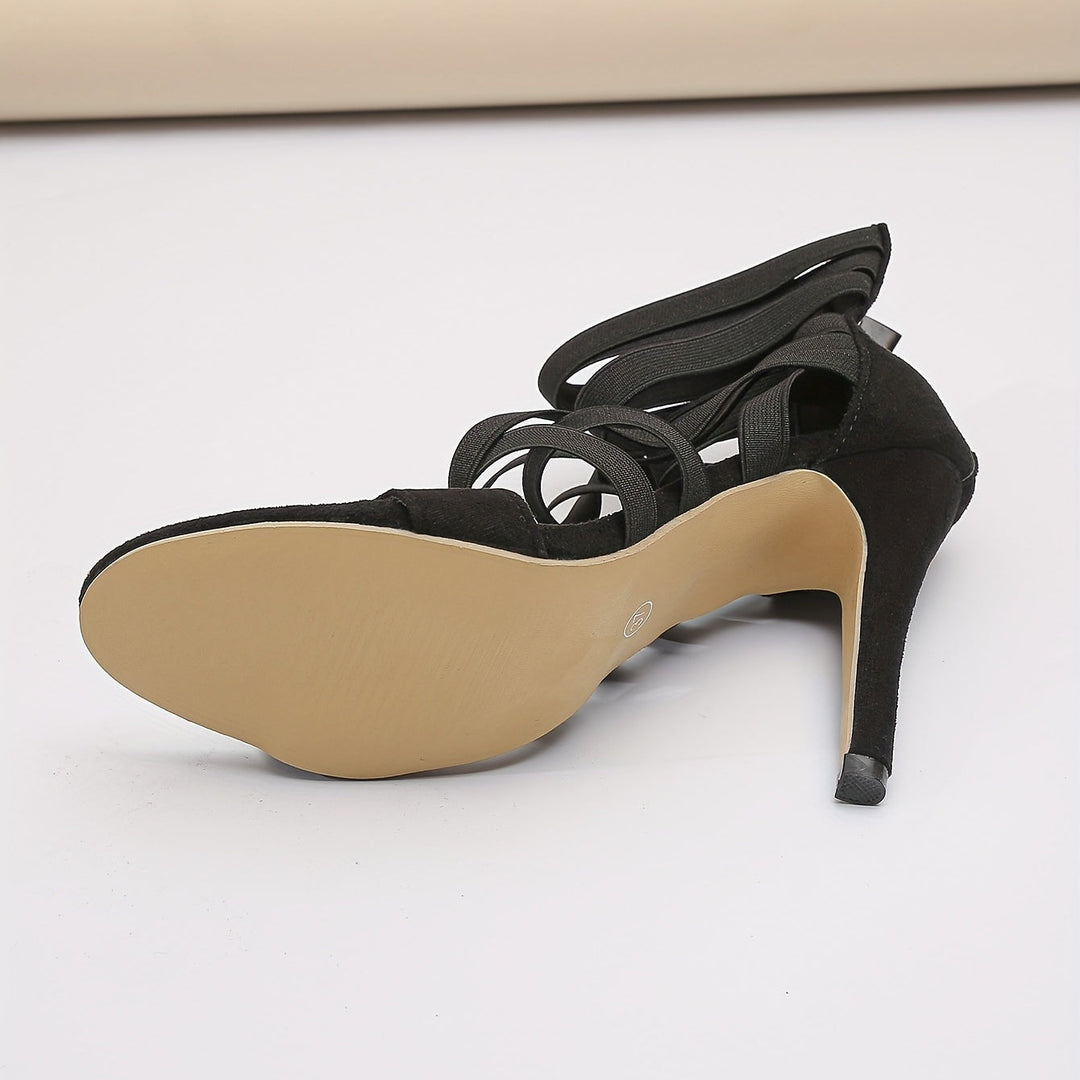 Criss Cross Strap Back Zipper High Heels Stiletto Sandals - Gen U Us Products