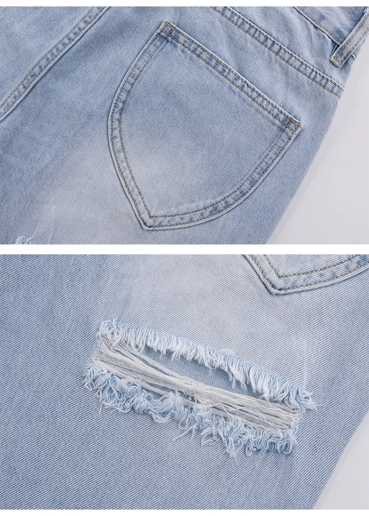 Curve-enhancing High Waist Ripped Slit Denim Jeans - Gen U Us Products