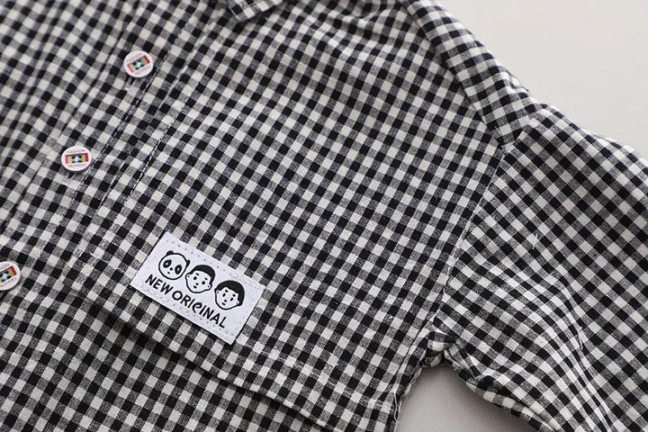 Cute Long-sleeved Plaid Lapel Polo Shirt and Pants Gen U Us Products