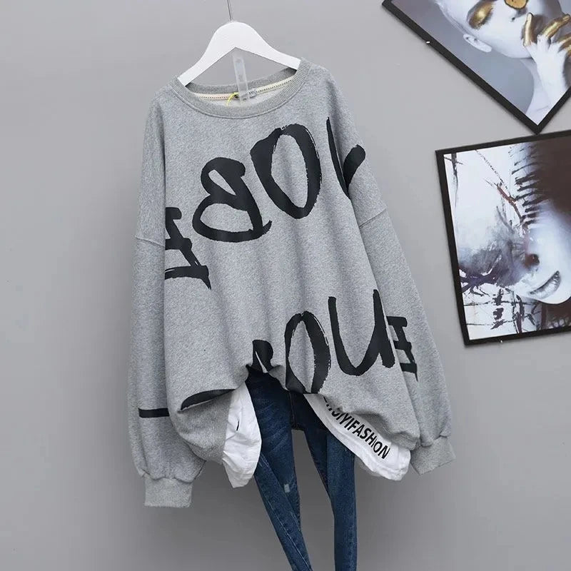 Cute Unique Y2k Letter Print Long Sleeve Pullover Tops Gen U Us Products