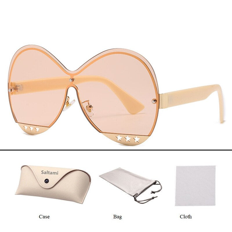 Gradient Glam Hollowed-Out Oversize Round Sunglasses - Flossy Mom