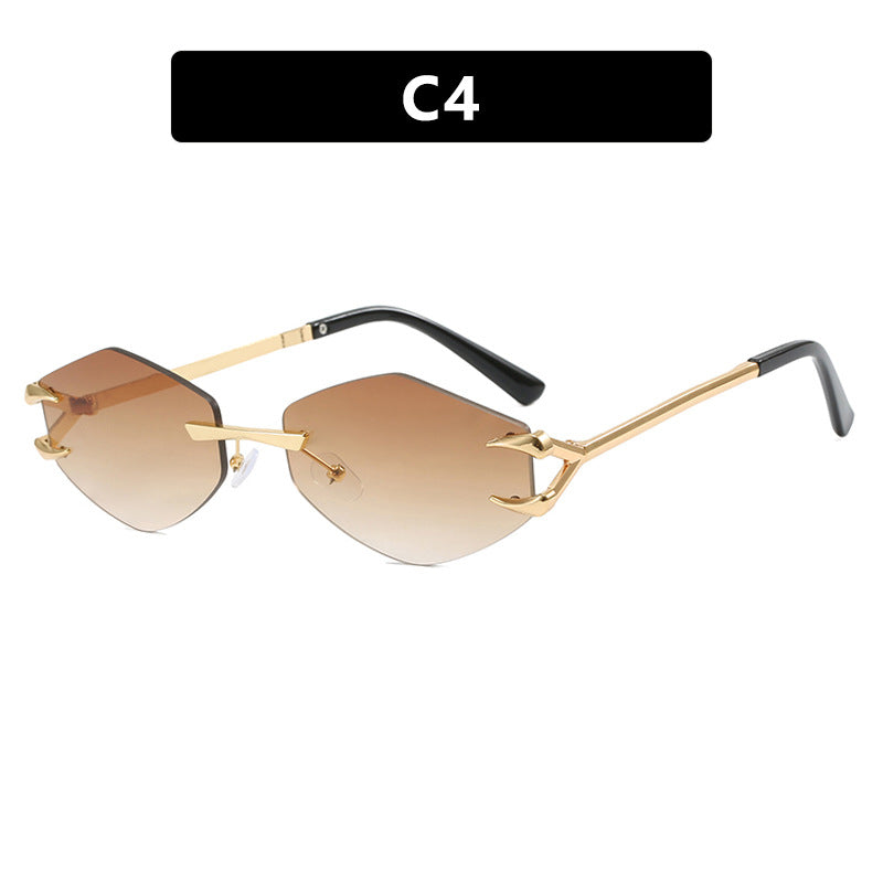 Shady Vibes Frameless Polygon Metal Sunglasses - Flossy Mom