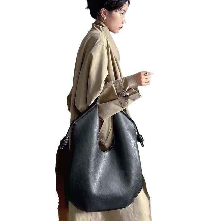 Roomy Functional Women's Shoulder Bag Stylish Trendy Black Tote