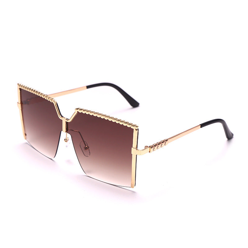 Oversized Square Sunglasses 💋 Retro Frameless - Flossy Mom