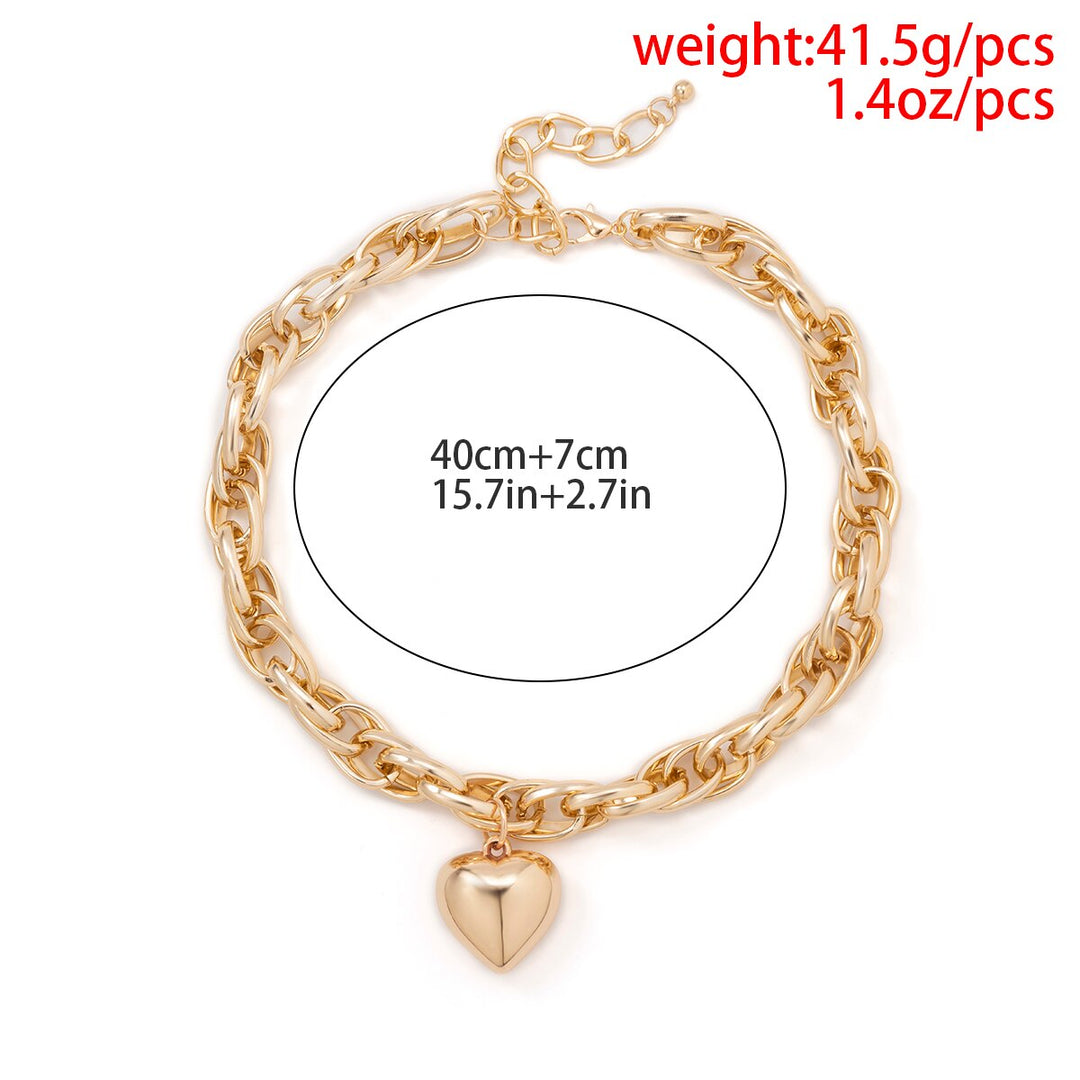Thick chain necklace withlarge heart penant measurements