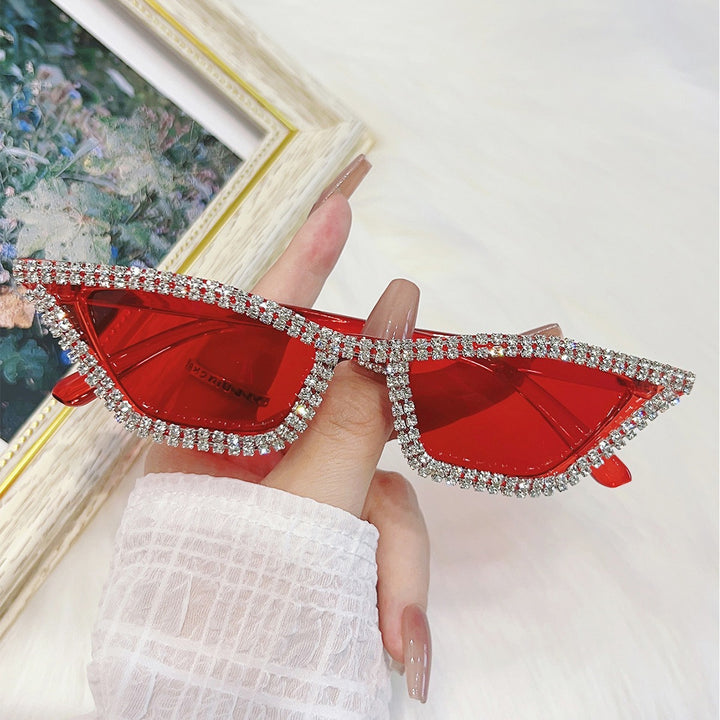 Retro Diamond Studded Traiagle Cat Eye Sunglasses - Flossy Mom