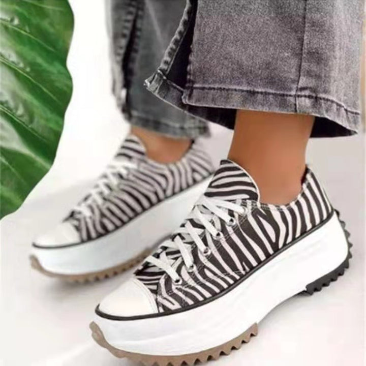 Women's Trendy Canvas Platform Sneakers Streetwear Cushioned Lightweight Walkable Stylish Shoes