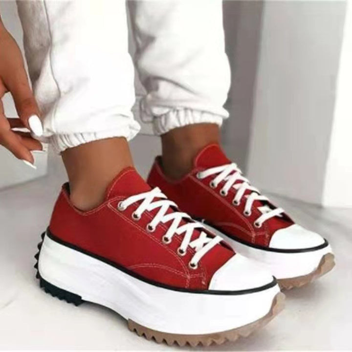 Women's Trendy Canvas Platform Sneakers Streetwear Cushioned Lightweight Walkable Stylish Shoes
