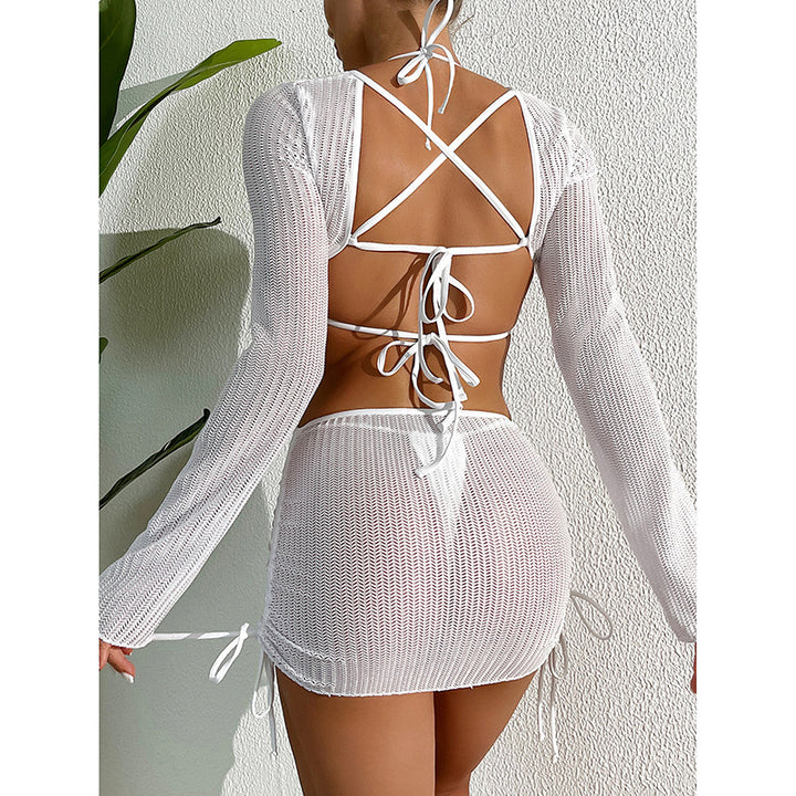 Women's White 3-Piece High-Waisted Bikini Set 
