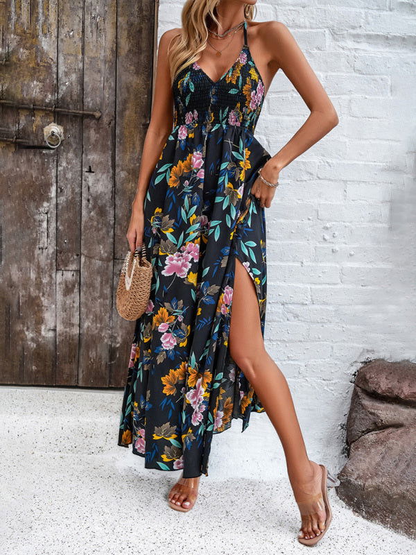 Dazzling Chic Floral Print Sleeveless Backless Dresses - Gen U Us Products -  