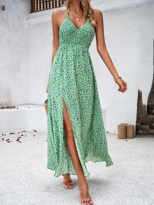 Dazzling Chic Floral Print Sleeveless Backless Dresses - Gen U Us Products -  