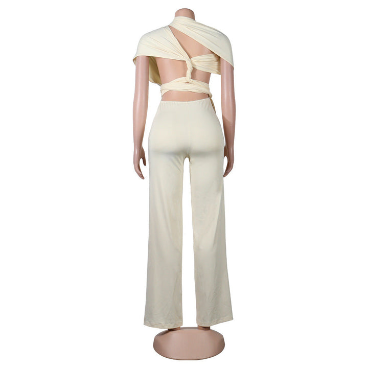 Delicate Silky Fabric Sleeveless Diagonal Shoulder Strap Top and Pants - Gen U Us Products