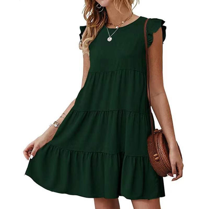 Delightful Summer Short Sleeves Ruffle Layered Swing Dresses - Gen U Us Products