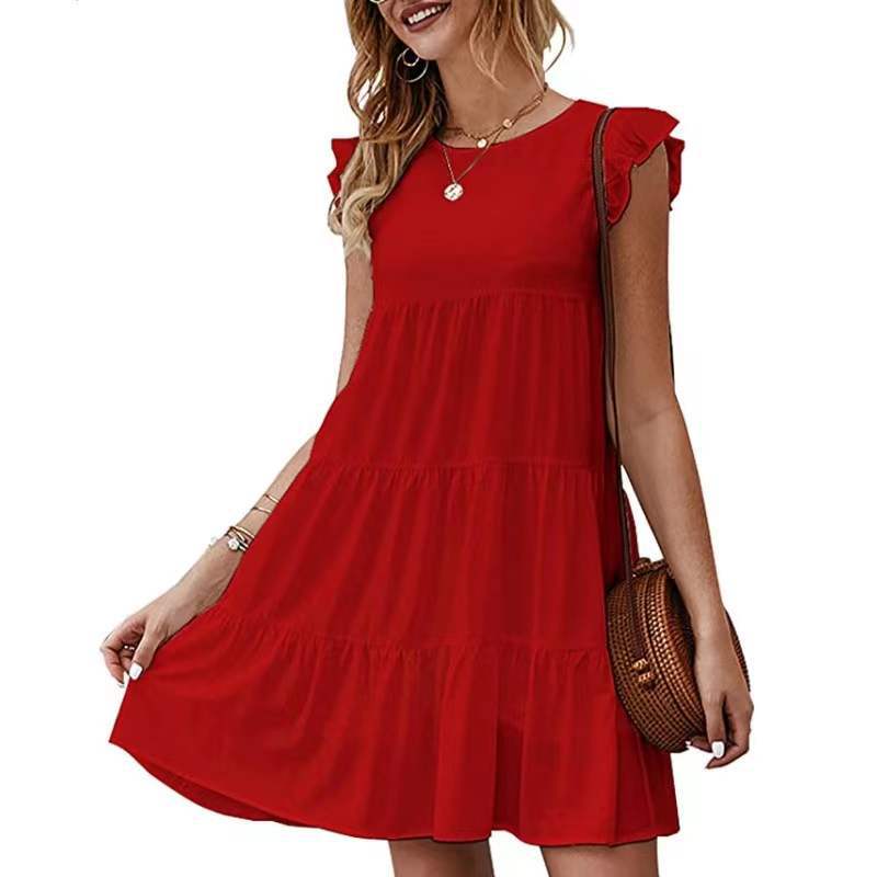 Delightful Summer Short Sleeves Ruffle Layered Swing Dresses - Gen U Us Products