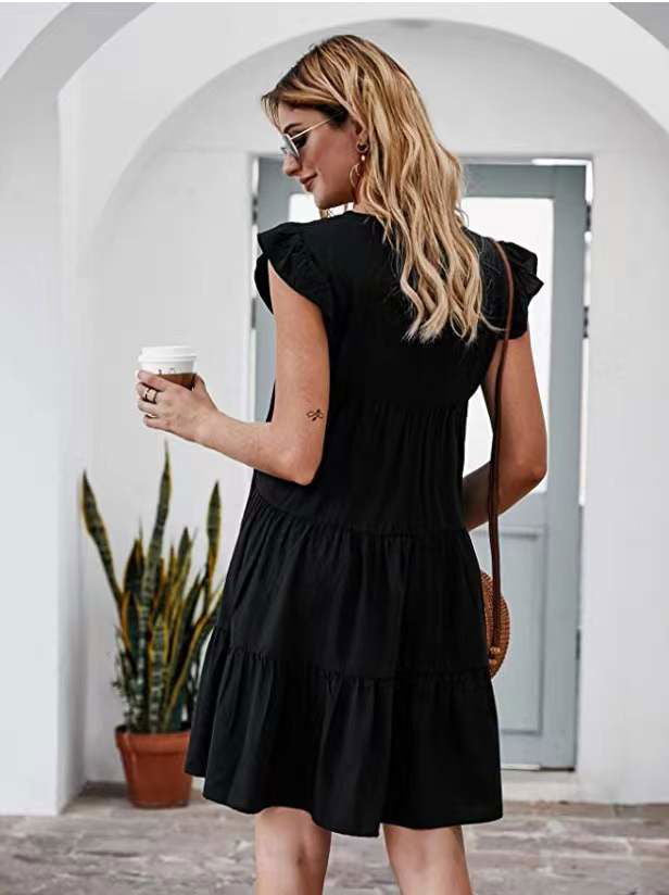 Delightful Summer Short Sleeves Ruffle Layered Swing Dresses - Gen U Us Products -  