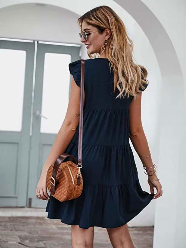 Delightful Summer Short Sleeves Ruffle Layered Swing Dresses - Gen U Us Products -  