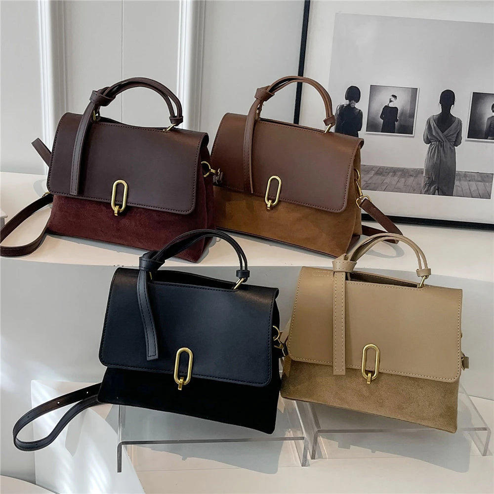 Designer 2 Tone Leather Suede Top Handle Crossbody Handbags Gen U Us Products