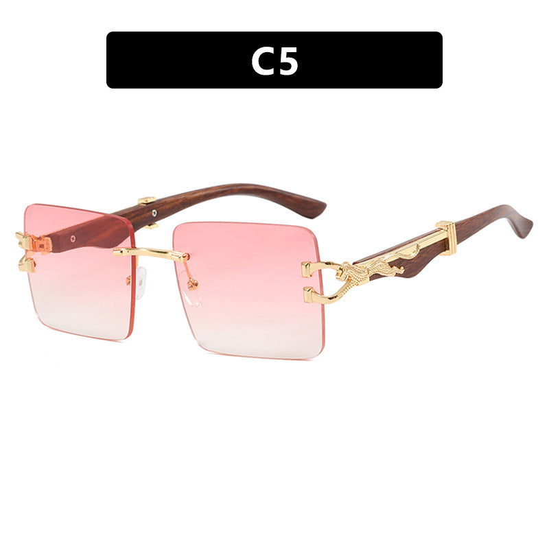 Leopard Metal Accent Frameless Sunglasses - Flossy Mom