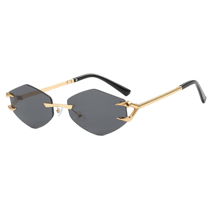 Shady Vibes Frameless Polygon Metal Sunglasses - Flossy Mom
