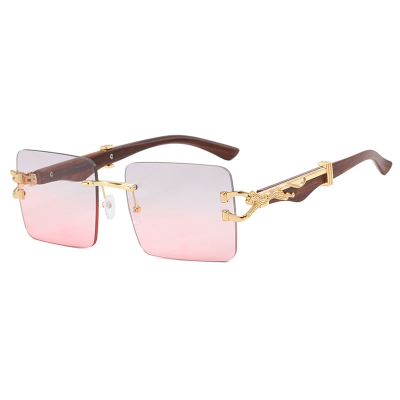 Leopard Metal Accent Frameless Sunglasses - Flossy Mom