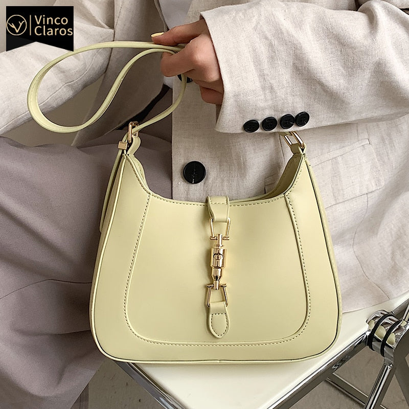 Designer-Inspired Women's Crossbody Bag Gold Lock Closure — Retro Luxury Style