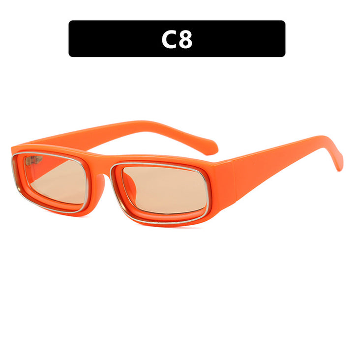 Urban Chic Narrow Double Square Circle Sunglasses