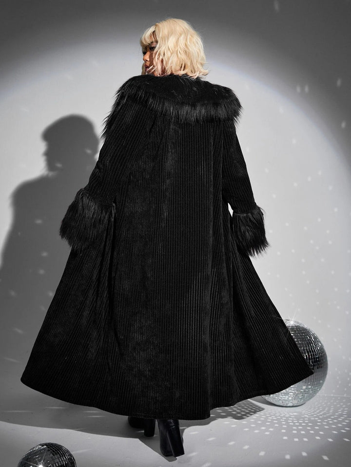 Edgy Punk Gothic Open Front Fuzzy Faux Fur Coat Gen U Us Products