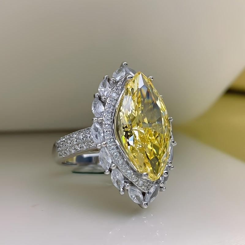 Elegant Horse Eye Shape Waterish Yellow Gemstone Ring Gen U Us Products