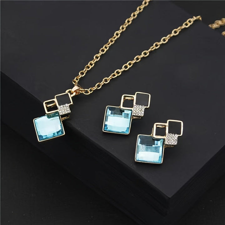 Elegant Multicolor Geometric Earrings and Necklace Jewelry Set Gen U Us Products