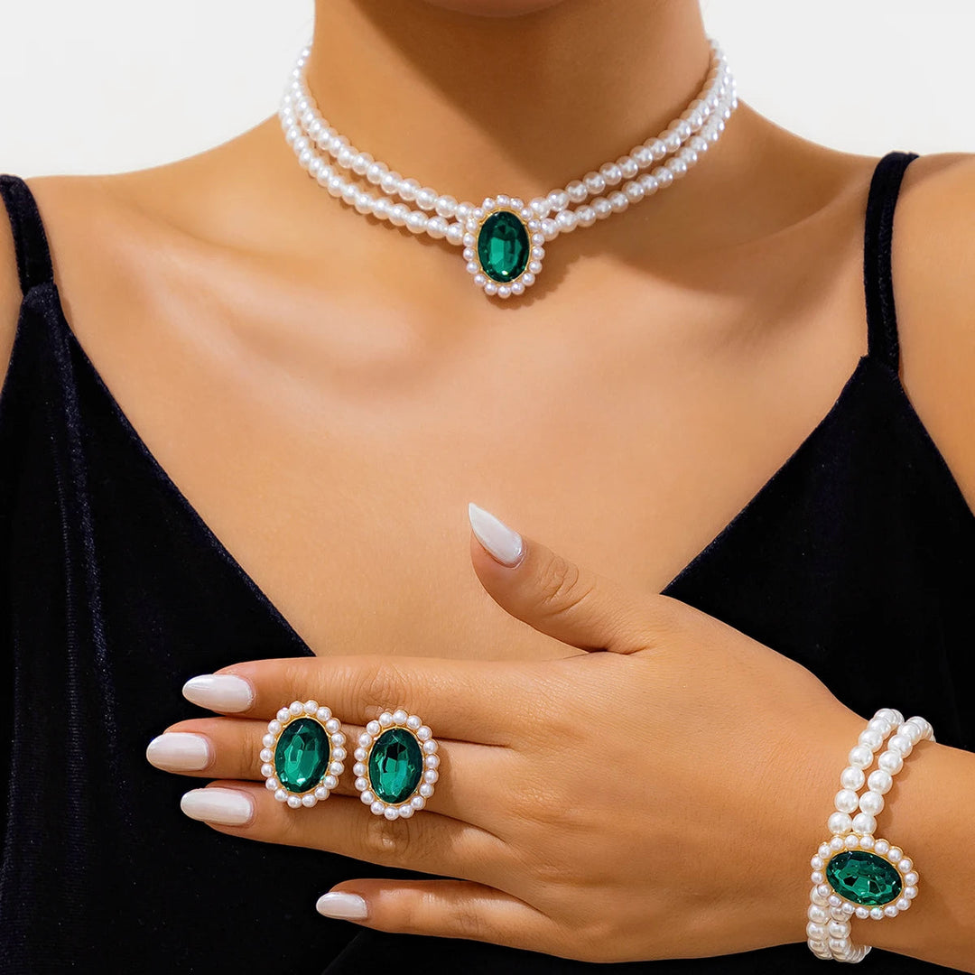 Elegant Pearl Charm Necklace,Bracelet & Earrings Sets Gen U Us Products