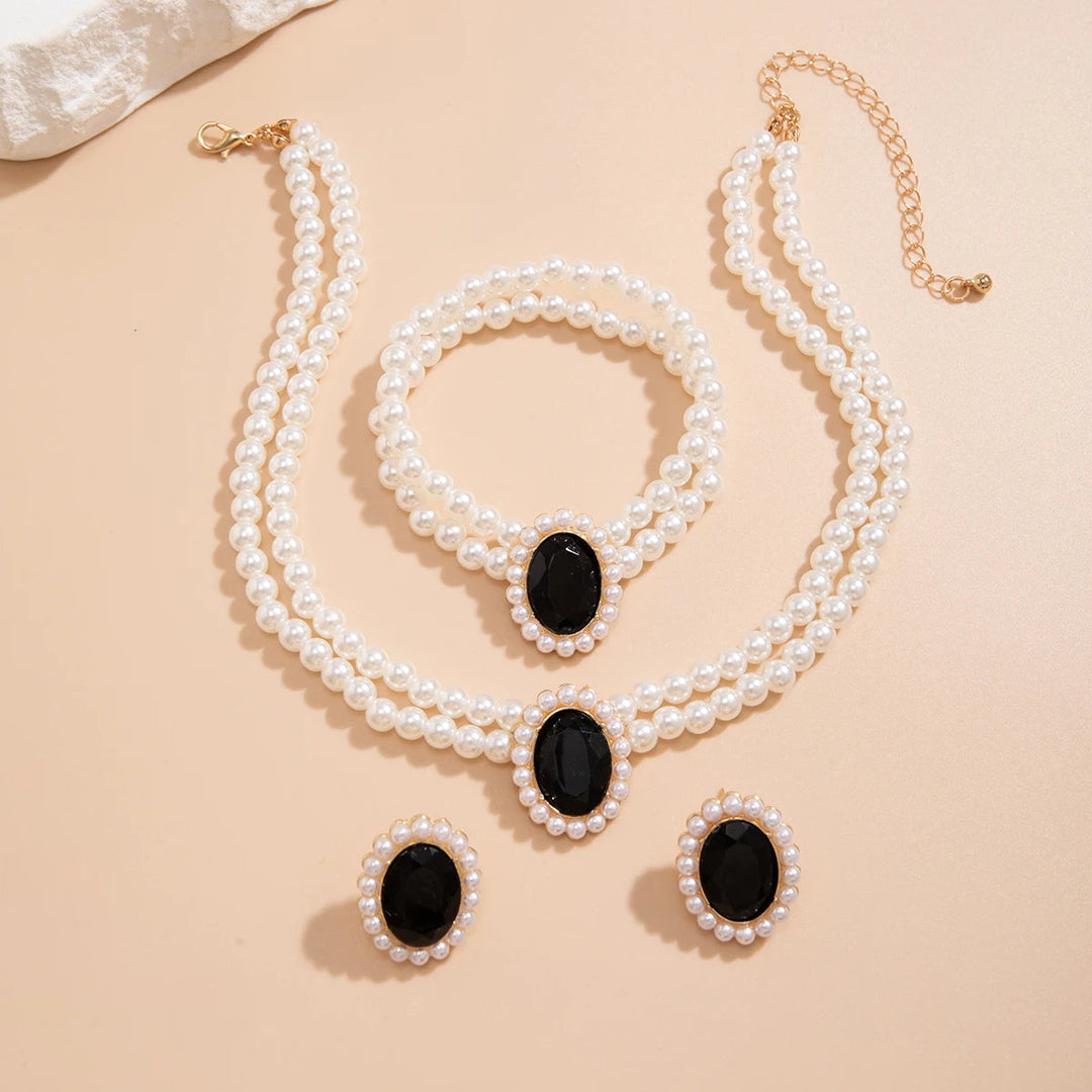 Elegant Pearl Charm Necklace,Bracelet & Earrings Sets Gen U Us Products