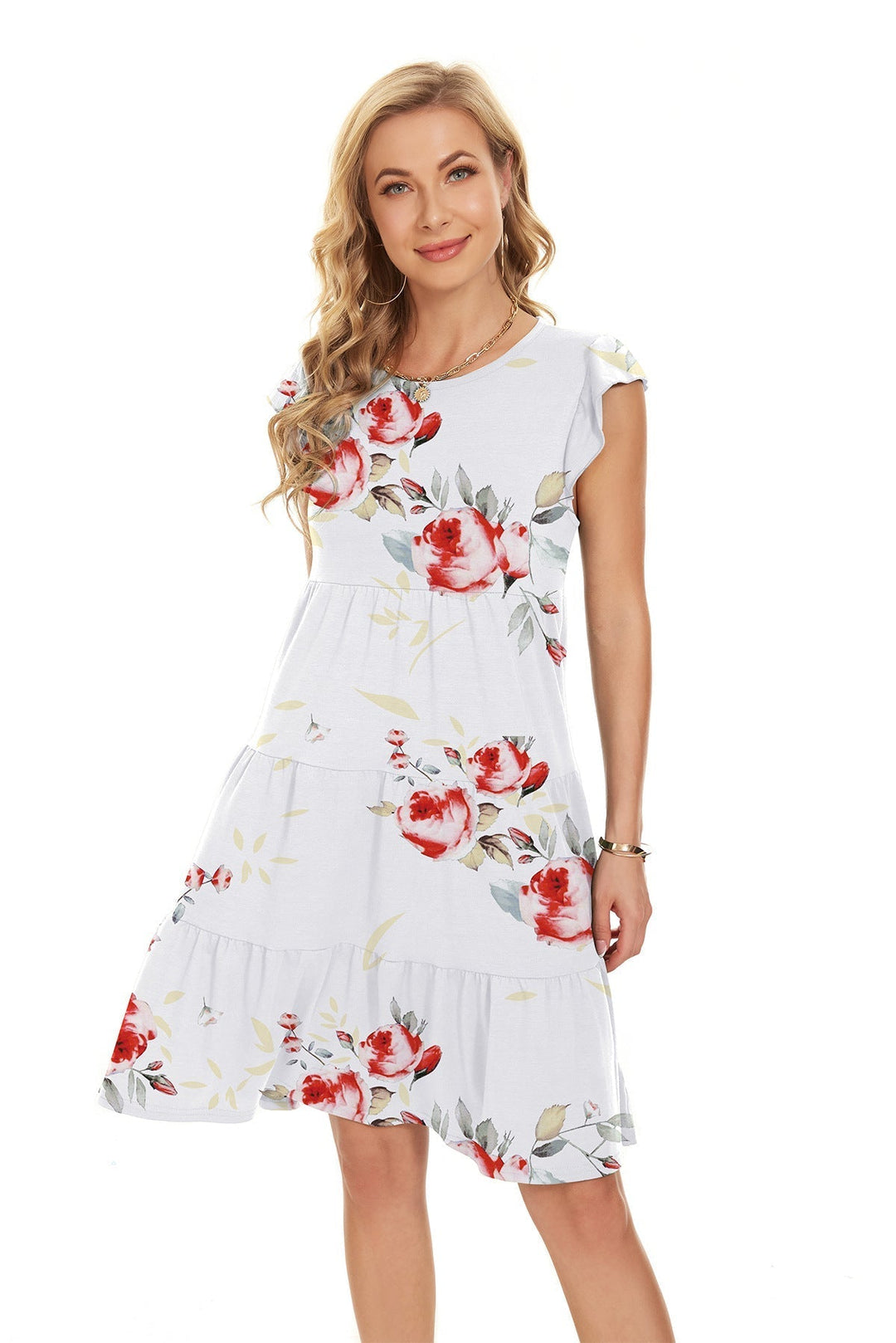 Elegant Short Sleeves Ruffle Tiered Silhouette Dresses in Plus Sizes Gen U Us Products